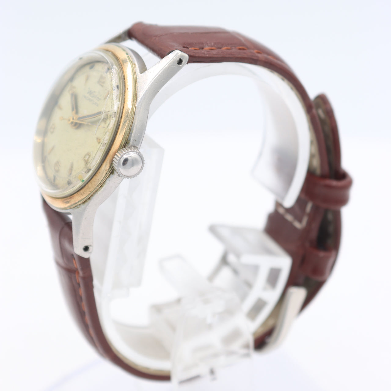 Vintage Wyler 21950 Incaflex Men's Mechanical Wristwatch Swiss Steel & Gold Tone