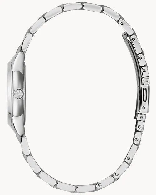 28mm Bulova 96P250 Sutton Light Blue Ladies Quartz Wristwatch Steel Diamond