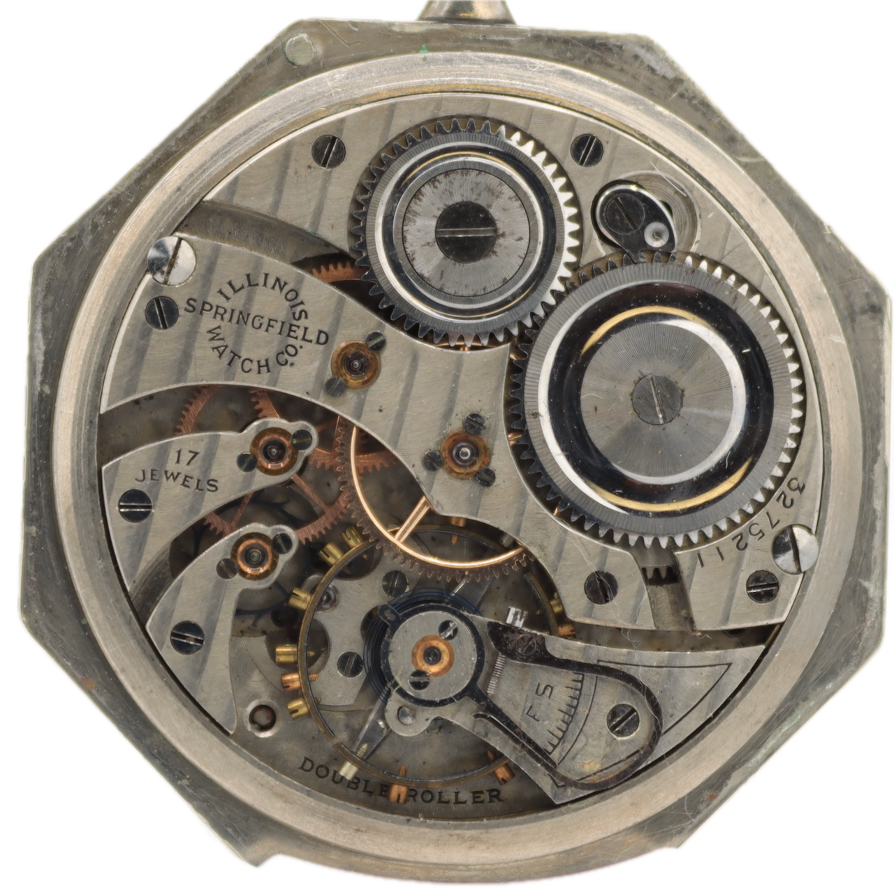 Antique 12 Size Illinois Octagon 17J Mechanical Pocket Watch 404 Silveroid