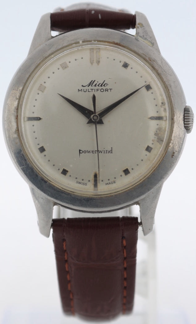 Vintage Mido Multifort Powerwind Men's Automatic Wristwatch 917P Swiss Steel