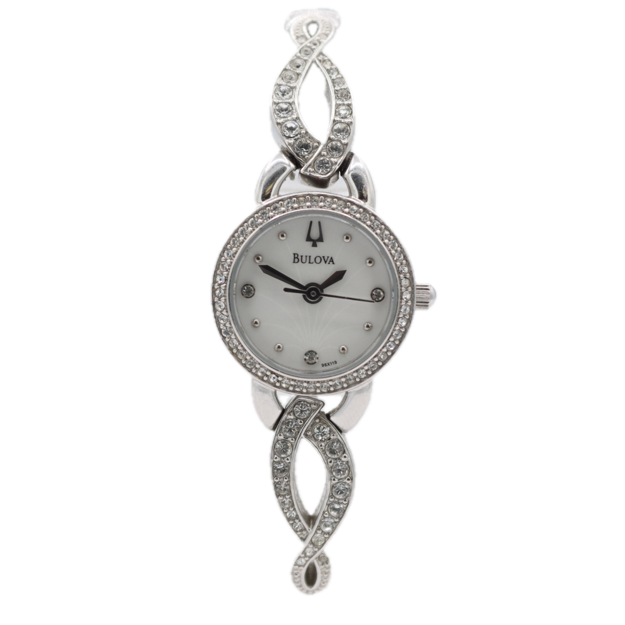 Bulova Diamond Bezel Ladies Quartz Wristwatch 6491 Hong Kong Stainless Steel