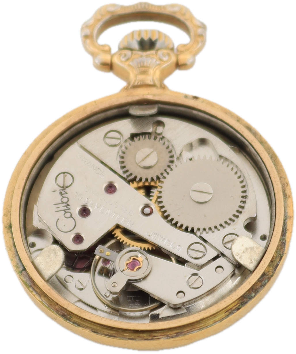 Vintage Calibiri Floral 17 Jewel Mechanical Pocket Watch Gold Tone France