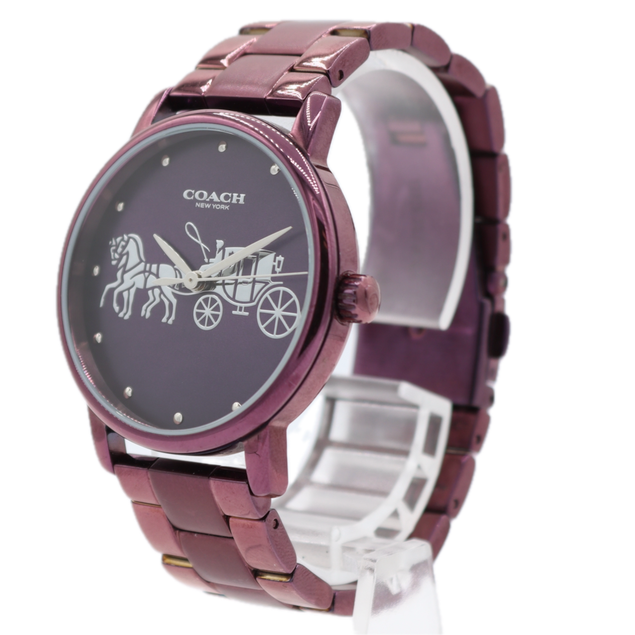 Vintage 36mm Coach CA.113.7.34.1505 Purple Dial Men's Quartz Wristwatch Steel