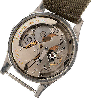 Vintage Eterna Military 17 Jewel Men Bumper Automatic Wristwatch 833 Swiss Steel