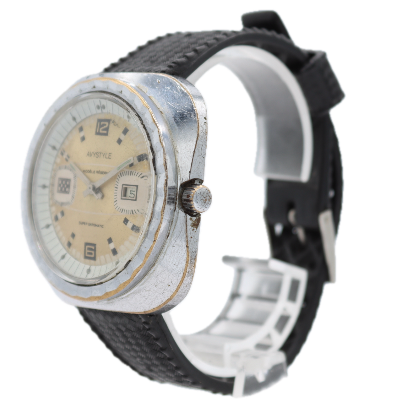 Vintage Avystyle Super Datomatic Men's Mechanical Wristwatch Steel Fluted Bezel