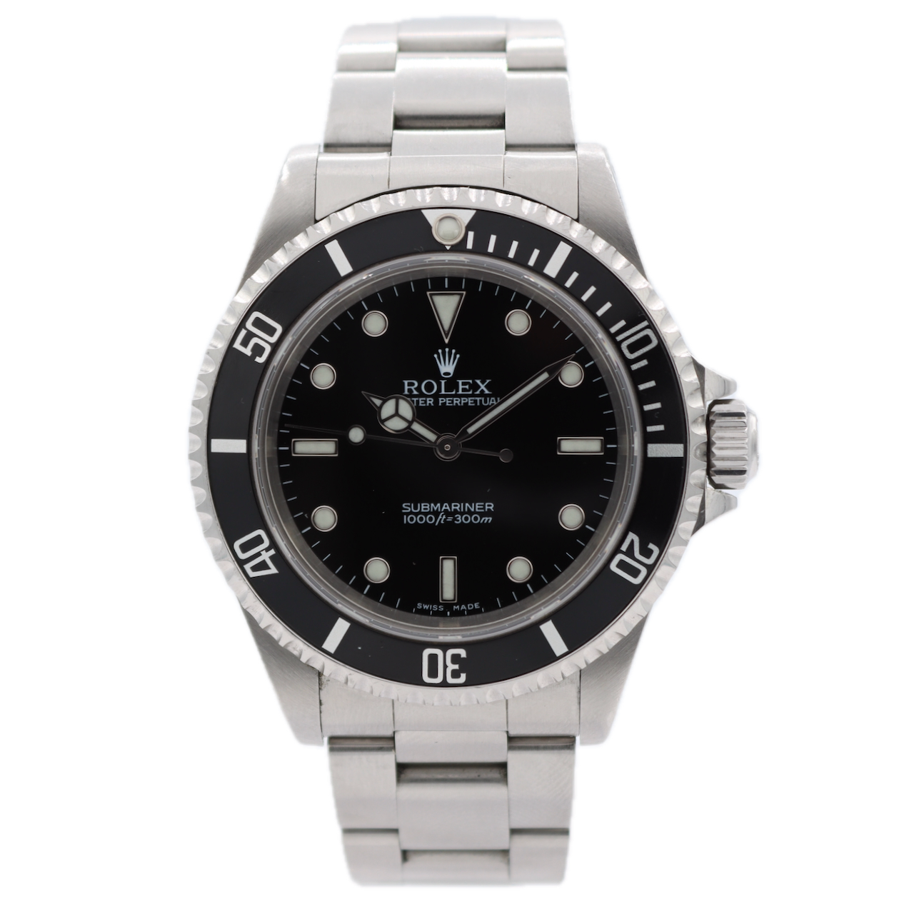 40mm 2002 Rolex 14060M Submariner Men's Automatic Wristwatch Steel Black Dial