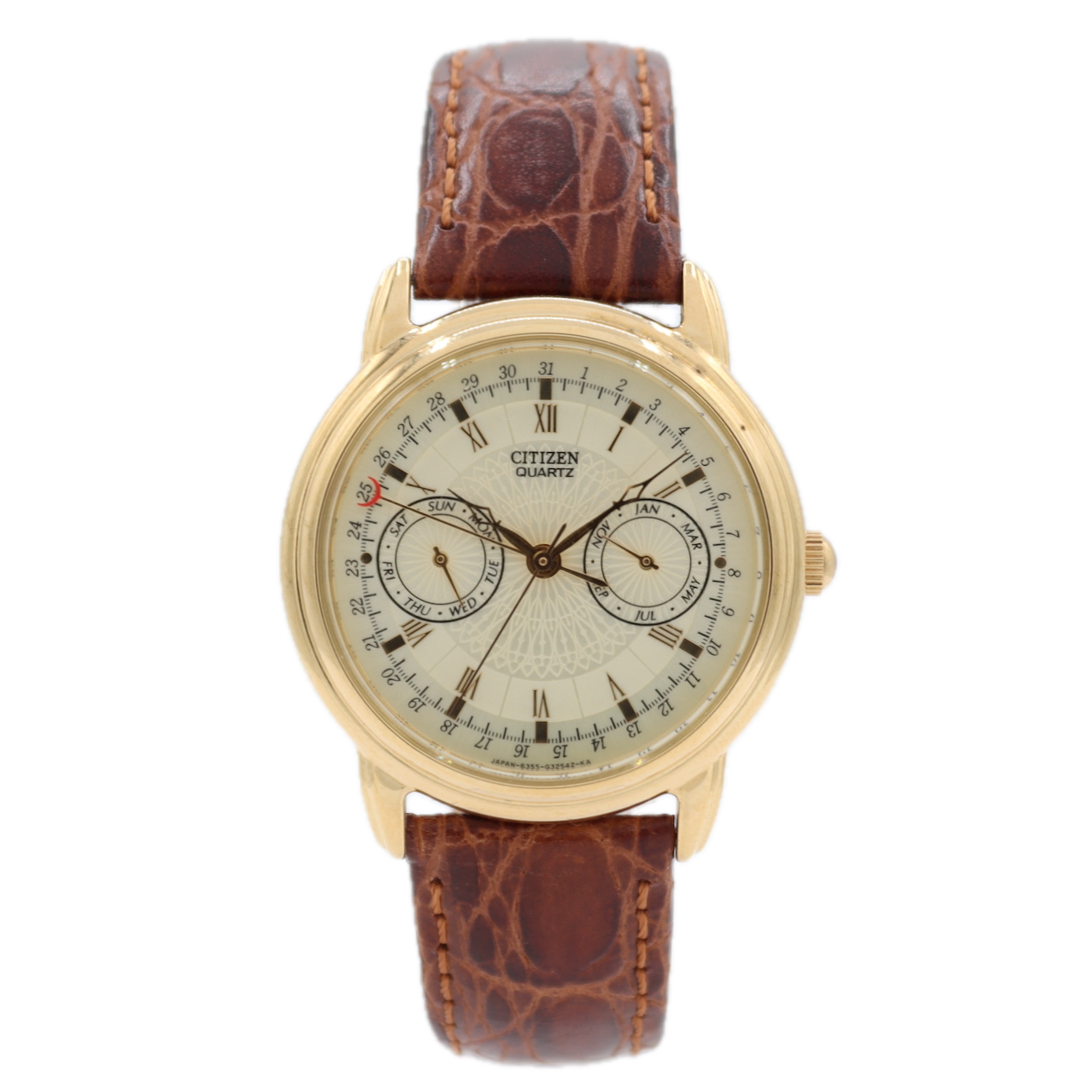 2023 Citizen 6355-G31191 Triple Date Men's Quartz Wristwatch Gold Tone W/Box