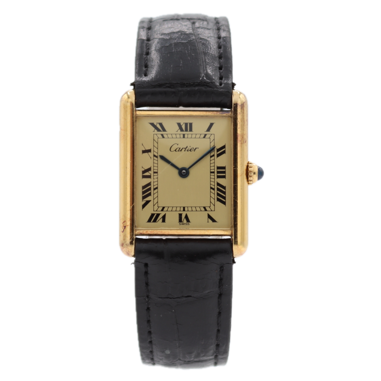 Vintage Cartier 6 81006 Tank Vermeil Men's Quartz Wristwatch Swiss Gold Plated