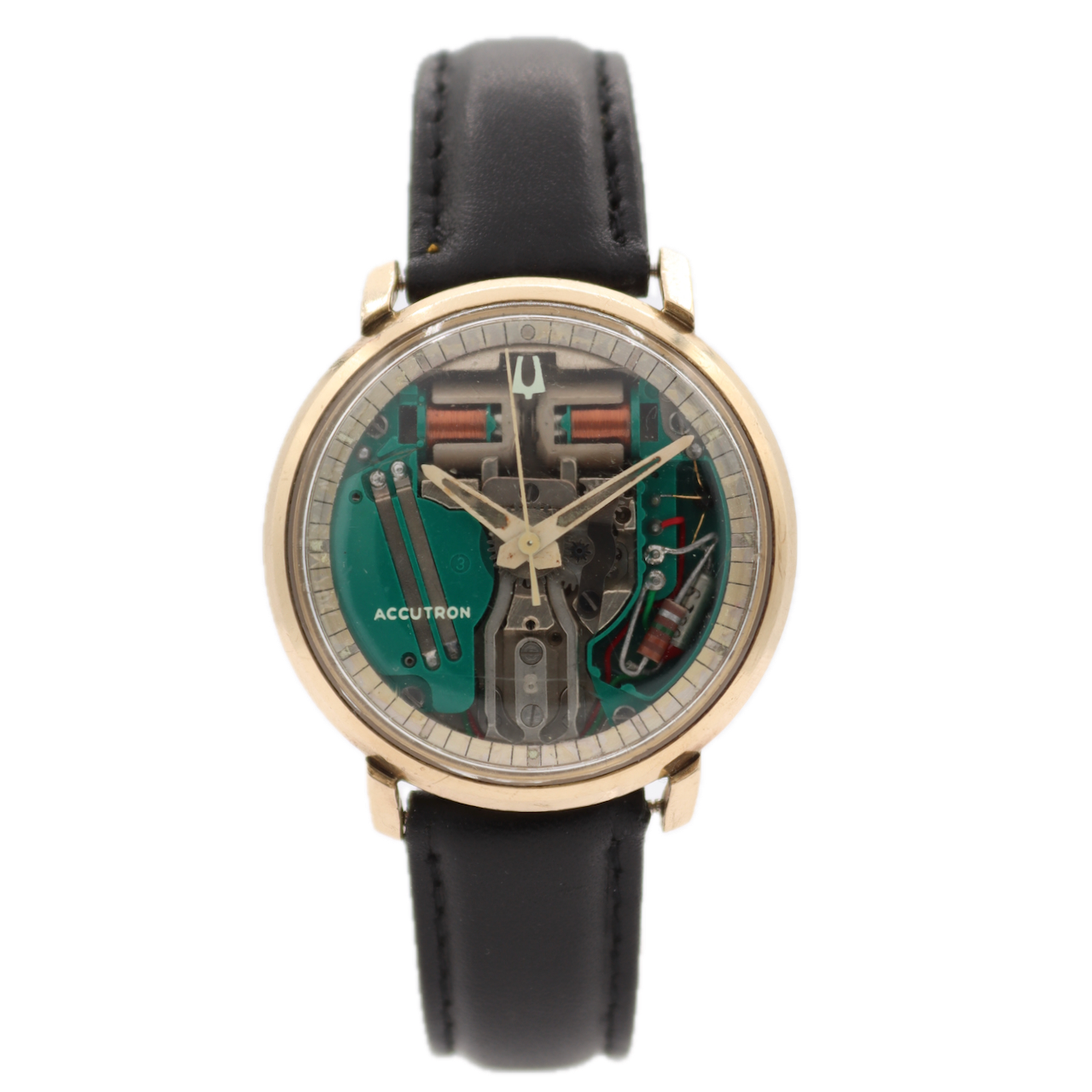 Vintage 35mm 1964 Accutron Spaceview Men's Tuning Fork Wristwatch Steel & 10kGF