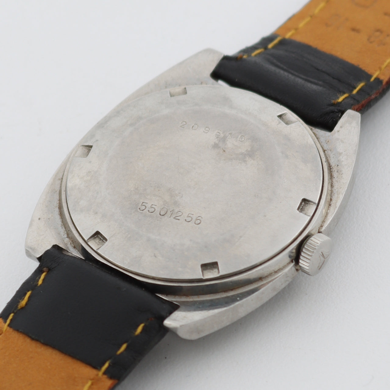 Vintage 34mm Ernest Borel Blue Date Men's Automatic Wristwatch Swiss Steel