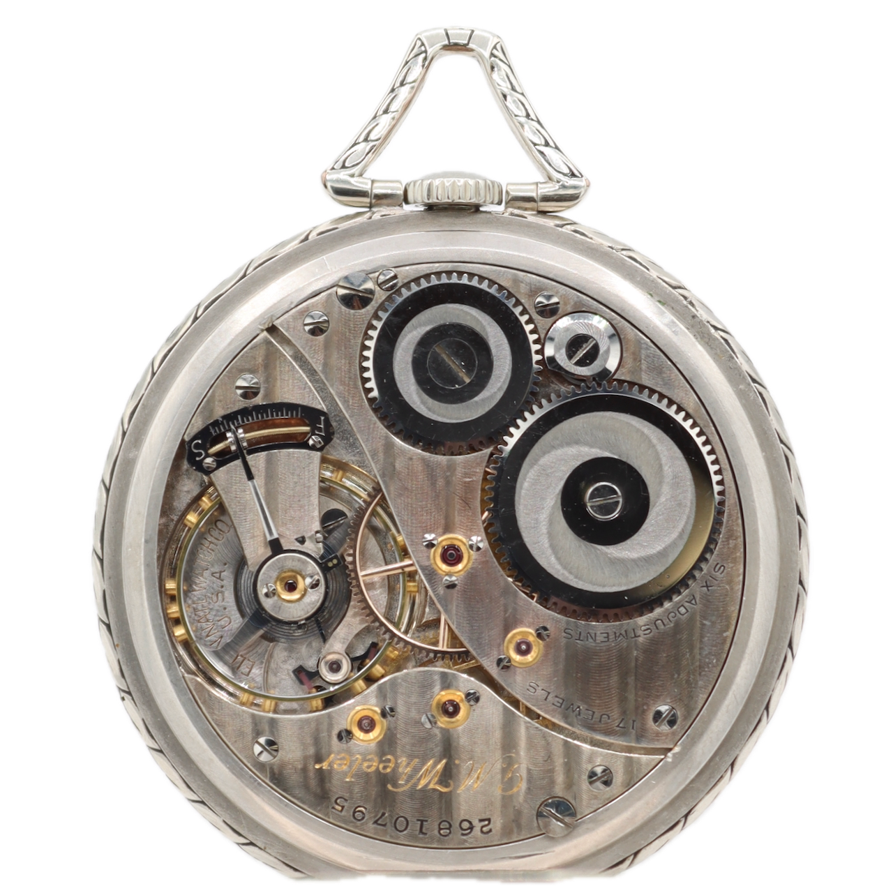 Antique 1924 Elgin G.M. Wheeler Enamel 17J Mechanical Pocket Watch 452 14k GF