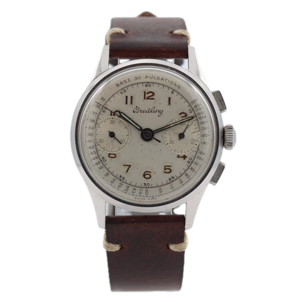 Vintage 35.5mm Breitling Men's Chronograph Wristwatch Swiss Steel