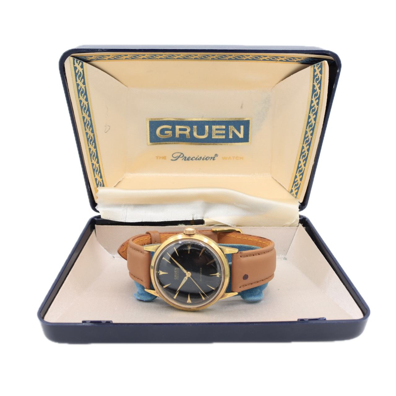 Vintage 35mm Gruen Precision 17 Jewel Men's Automatic Wristwatch N710 SS Runs