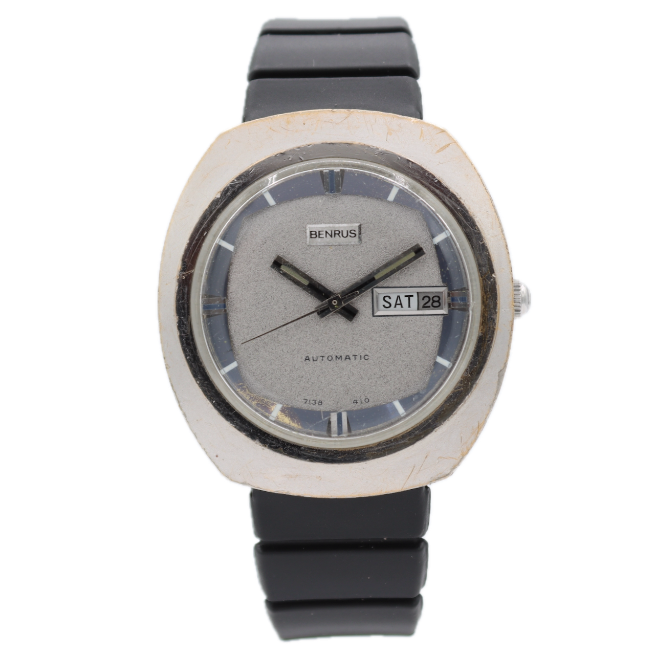 Vintage 38.5mm Benrus 7138.410 TV Dial Men's Automatic Wristwatch Chrome