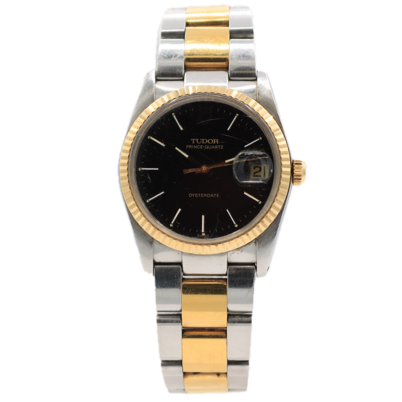 Vintage 34mm Tudor 91533N Prince Oysterdate Men's Quartz Wristwatch Two Tone