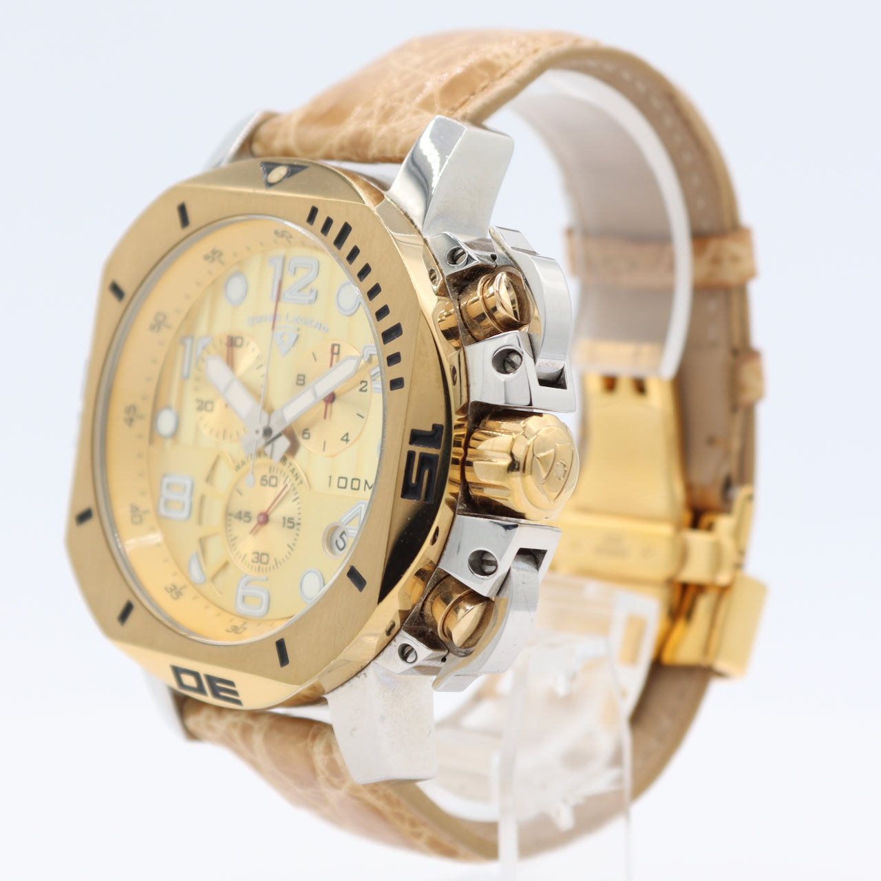 Swiss Legend Scubador Men's Quartz Wristwatch Swiss Two Tone Chronograph 100M