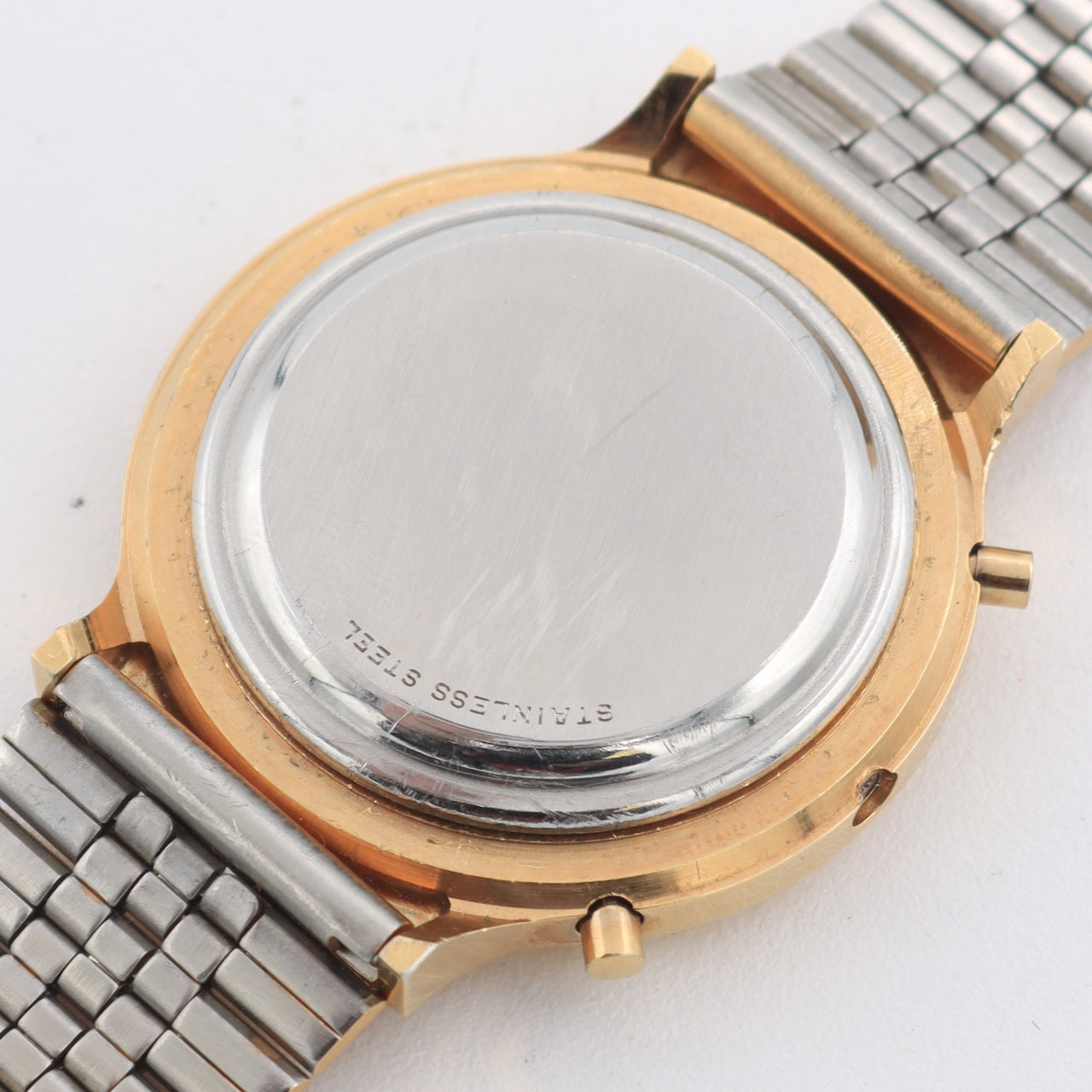 Vintage Wittnauer Yellow Hourglass Dial Men's LCD Wristwatch Gold Tonew/Box