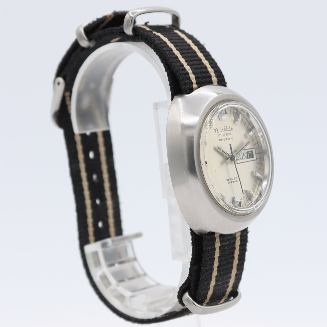 Philip Watch Mineral Day Date Men's Automatic Wristwatch ETA 2789-1 Swiss Steel