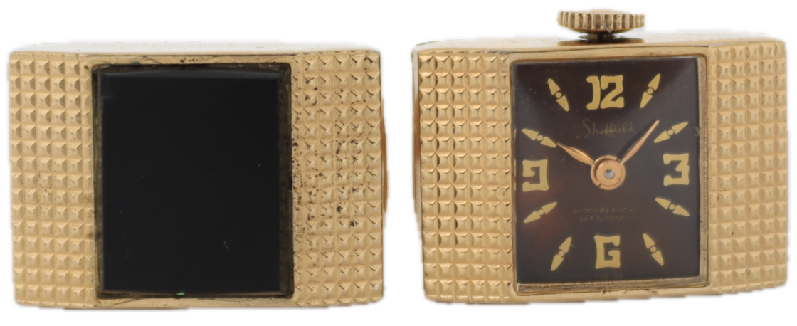 Vintage Sheffield Cufflink Watch Men's Mechanical Pendant Watch Gold Tone