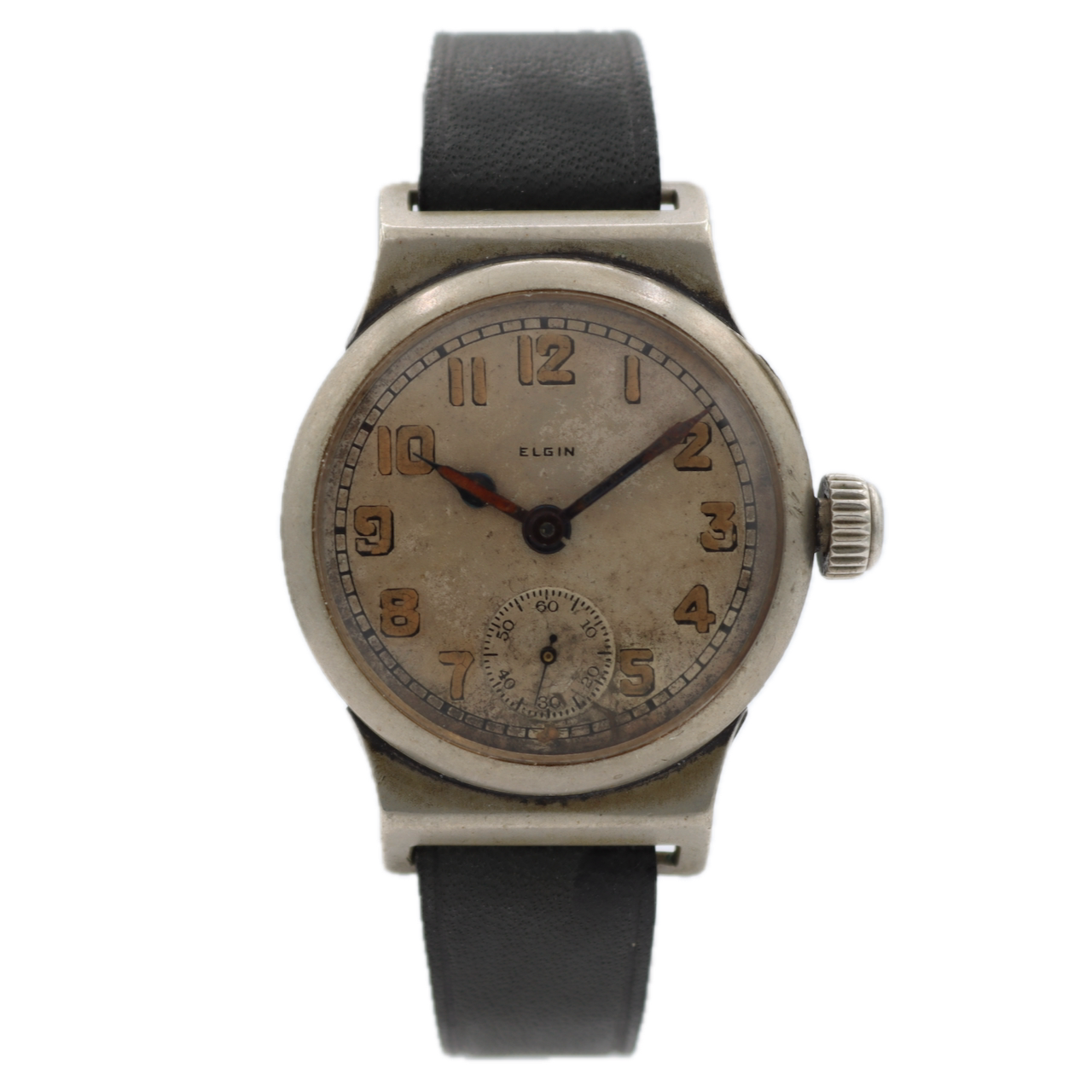 Vintage 1918 Elgin Military 7 Jewel Men's Mechanical Wristwatch USA Nickel