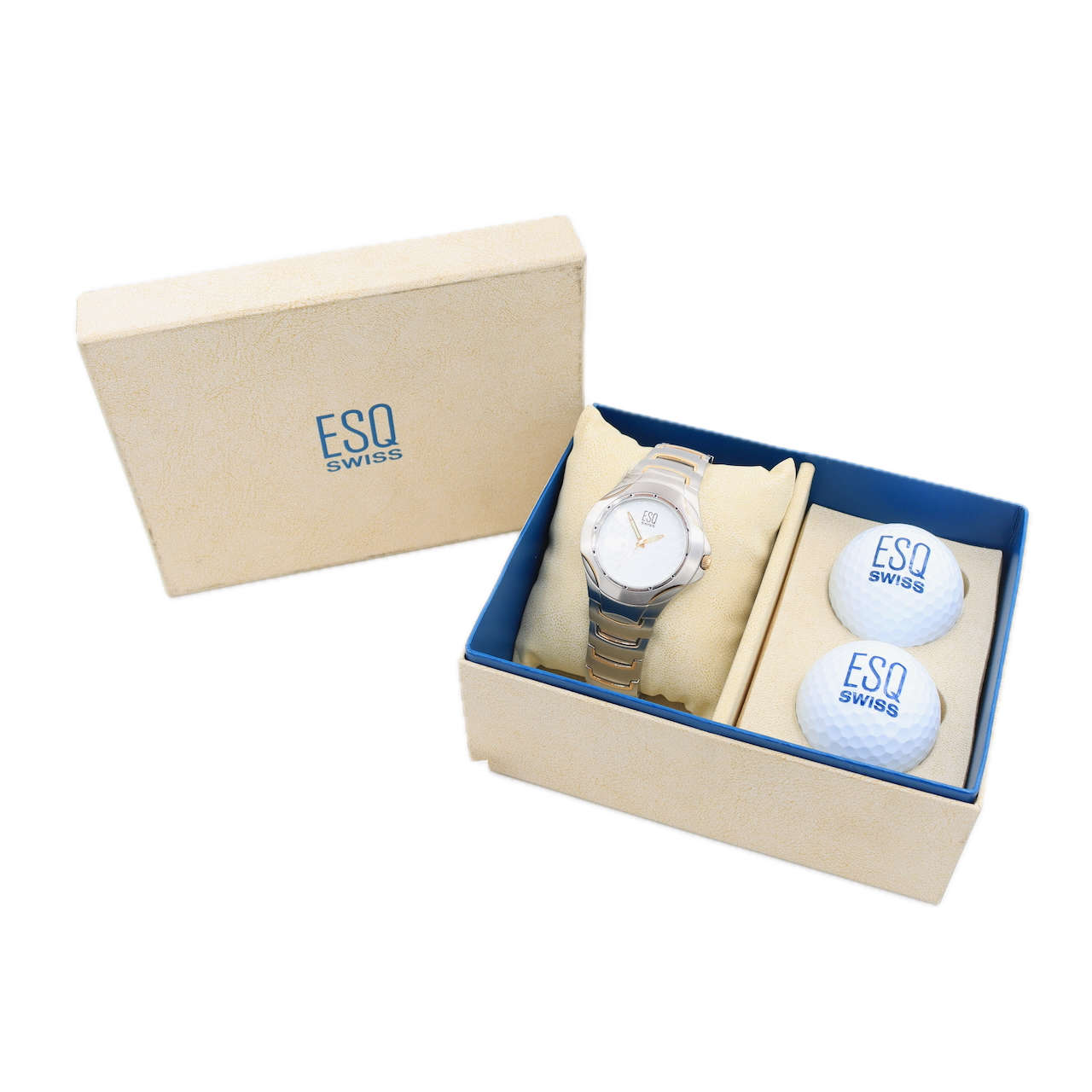 Vintage ESQ 07300954 Golf Ball Men's Quartz Wristwatch Swiss Steel Full Kit