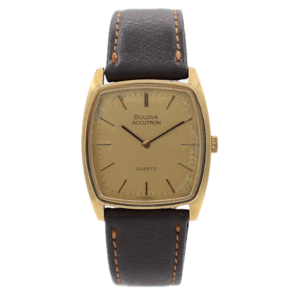 Vintage 1979 Bulova Accutron Golden Men's Quartz Wristwatch 2480.10 Go