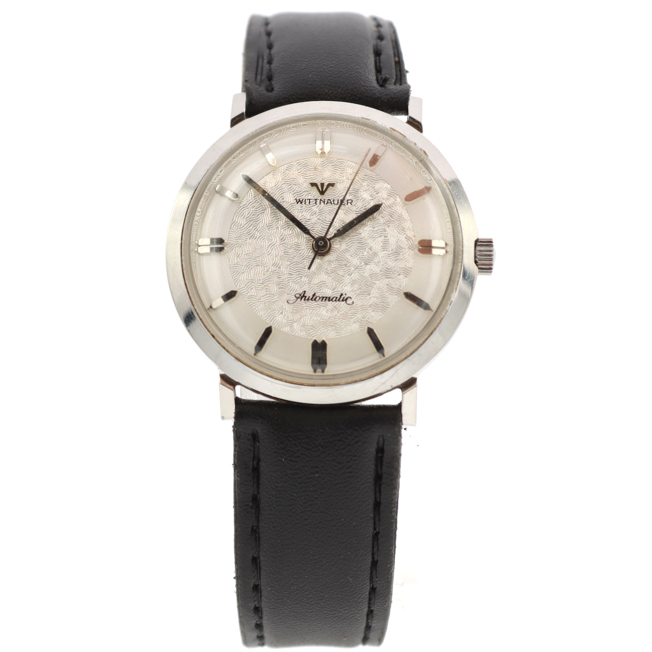 Vintage 34mm Wittnauer Randomised Guilloche Men's Automatic Wristwatch Steel