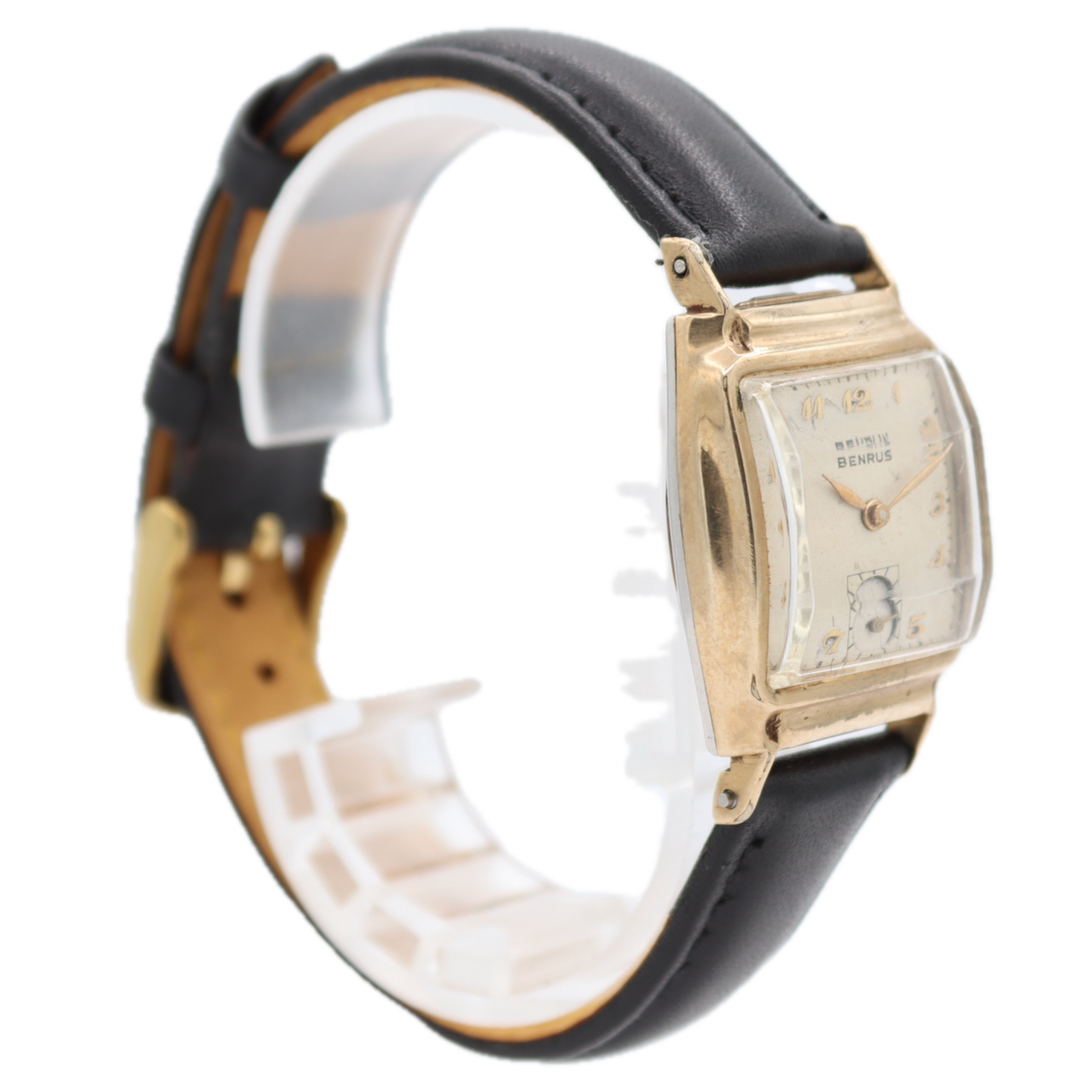 Vintage 25.5mm Benrus BA4 Men's Mechanical Wristwatch Swiss 10k RGP Art Deco