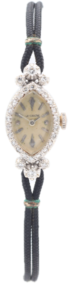 Vintage LeCoultre Diamond Cocktail Ladies Mechanical Wristwatch 14k White Gold