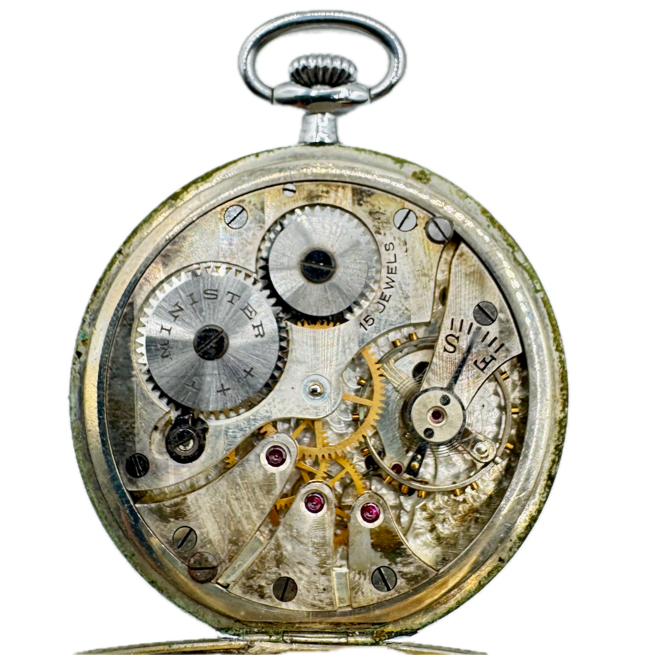 Antique Minister Chronometer Mechanical Open Face Pocket Watch Nickel Swiss