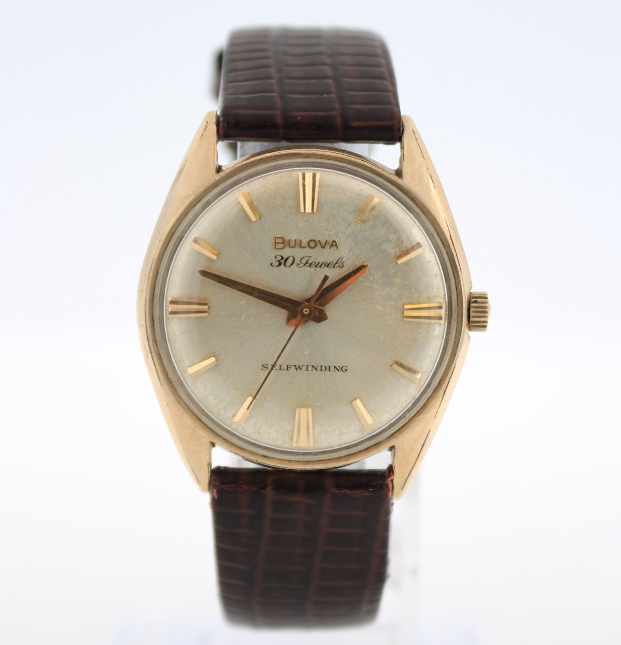 Vintage 33mm Bulova 30 Jewel Men's Automatic Wristwatch 10BZAC Steel & 10k RGP