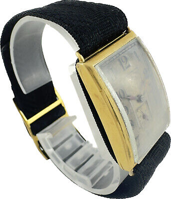 Vintage Omega Men's Mechanical Wristwatch 19.4 18k Solid Gold Tank Wire Lug wBox