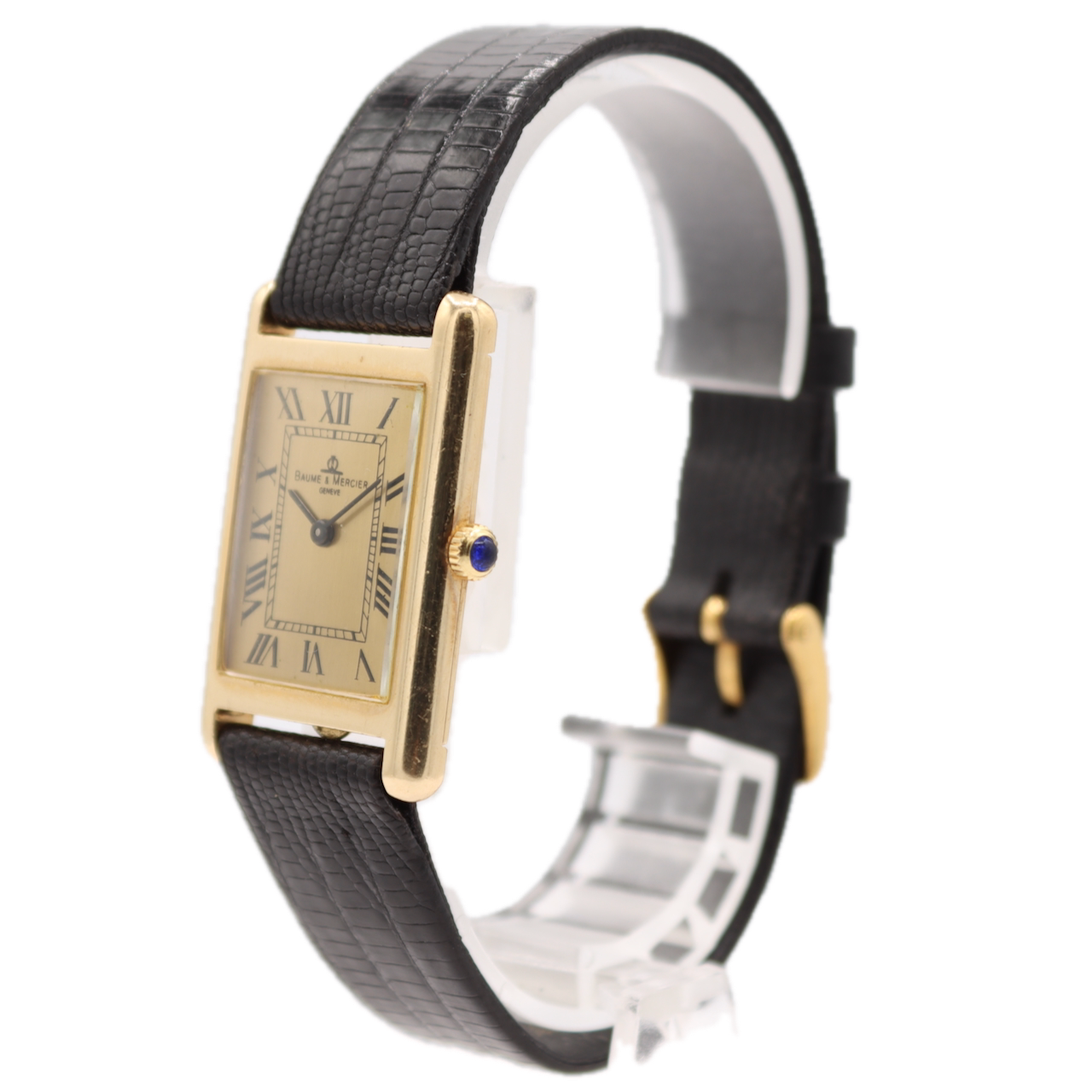 Vintage 23.5mm Baume & Mercier Gold Roman Men's Mechanical Wristwatch 14k Gold