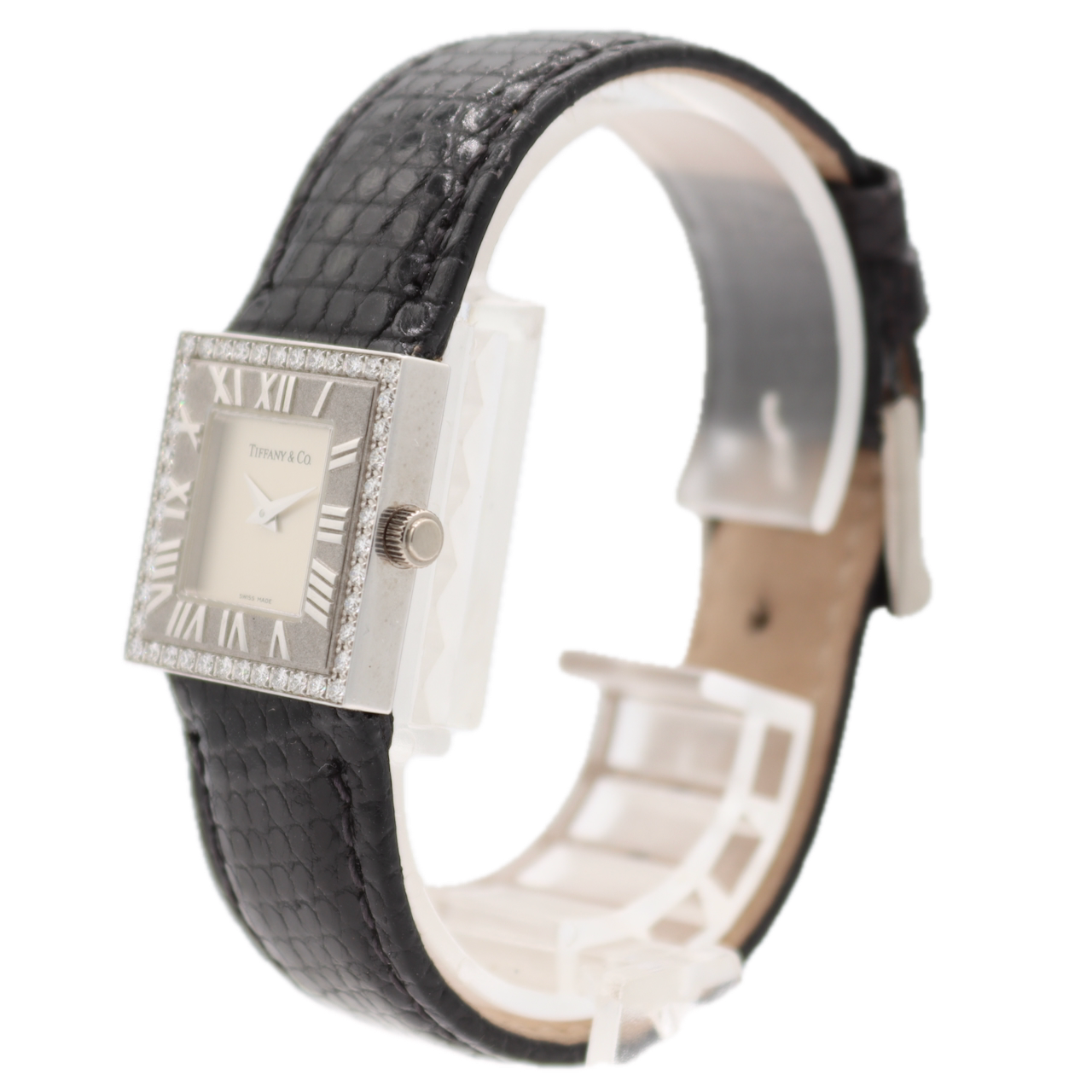 21mm Tiffany & Co Atlas Cocktail Ladies Quartz Wristwatch Swiss 18k Gold 0.50ct