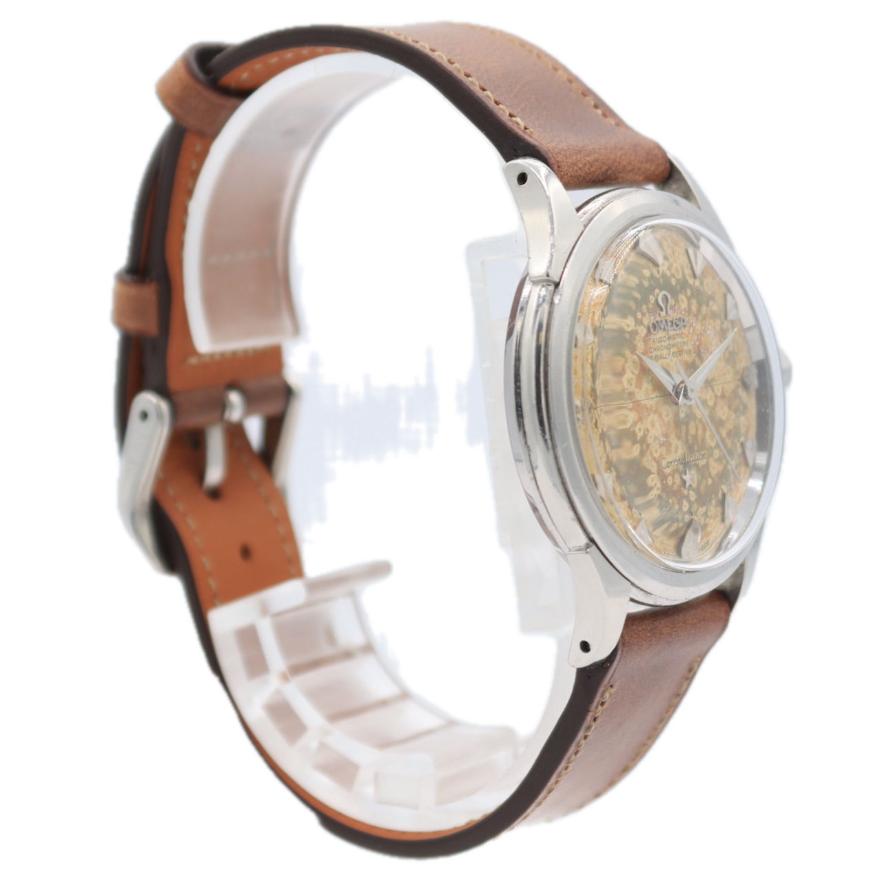 Vintage 35mm Omega 2852 Constellation Pie Pan Men's Automatic Wristwatch Steel