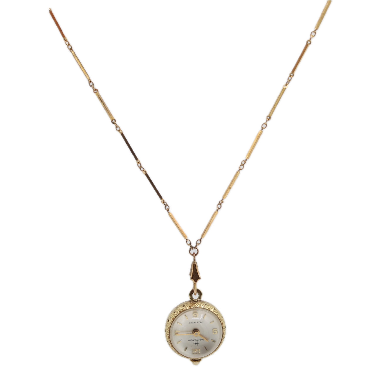 Hamilton Ball 17 Jewel Mechanical Pendant Watch 48 Gold Plated Swiss Running