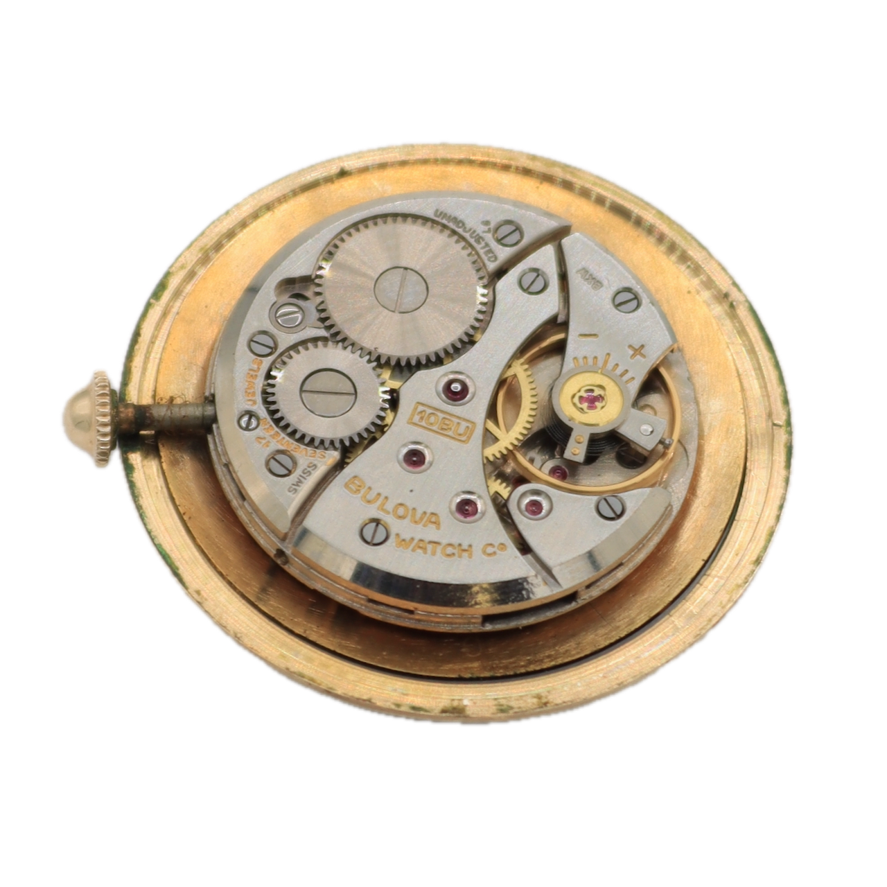 Vintage 32mm Bulova Black Dial Hollow Lug Men's Mechanical Wristwatch 10k RGP