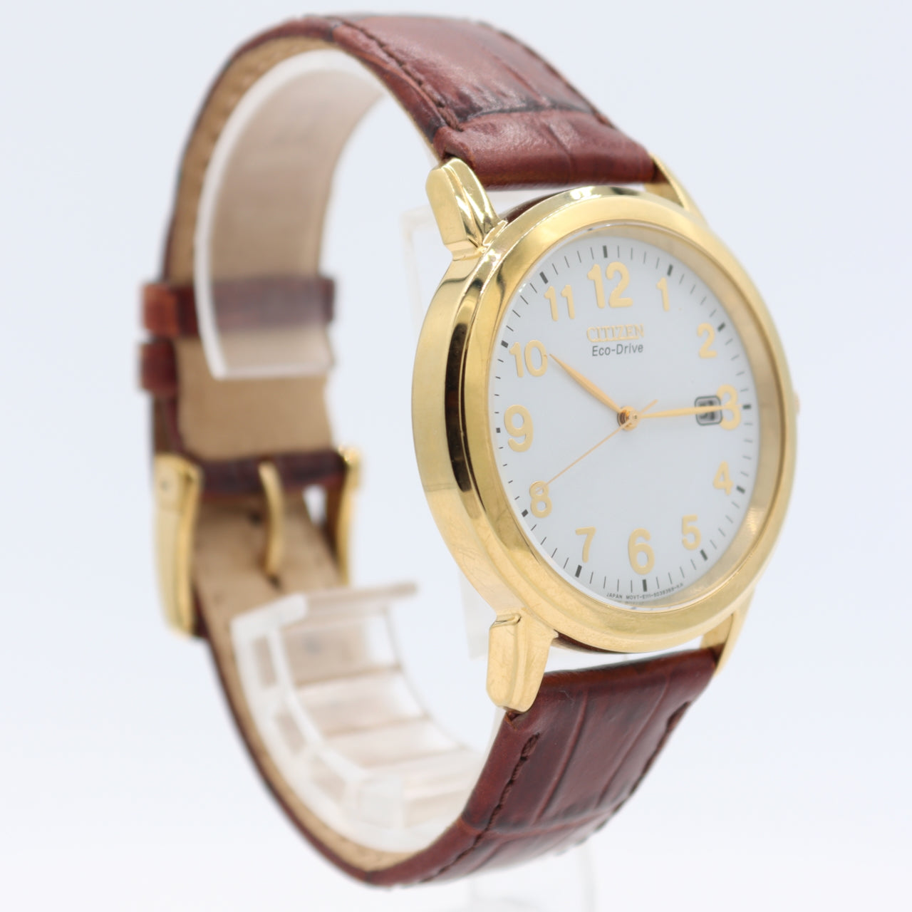 38.5mm Citizen E111-S022894 Eco-Drive Date Men's Quartz Wristwatch Gold Tone