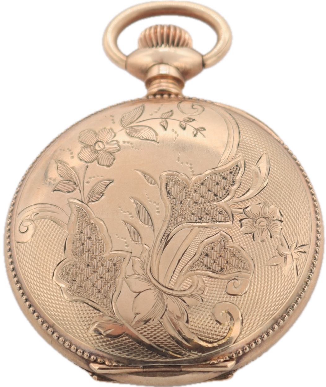 Antique 0s 1893 Waltham Beaded & Floral Hunter Pocket Watch 60 20 Year GF USA