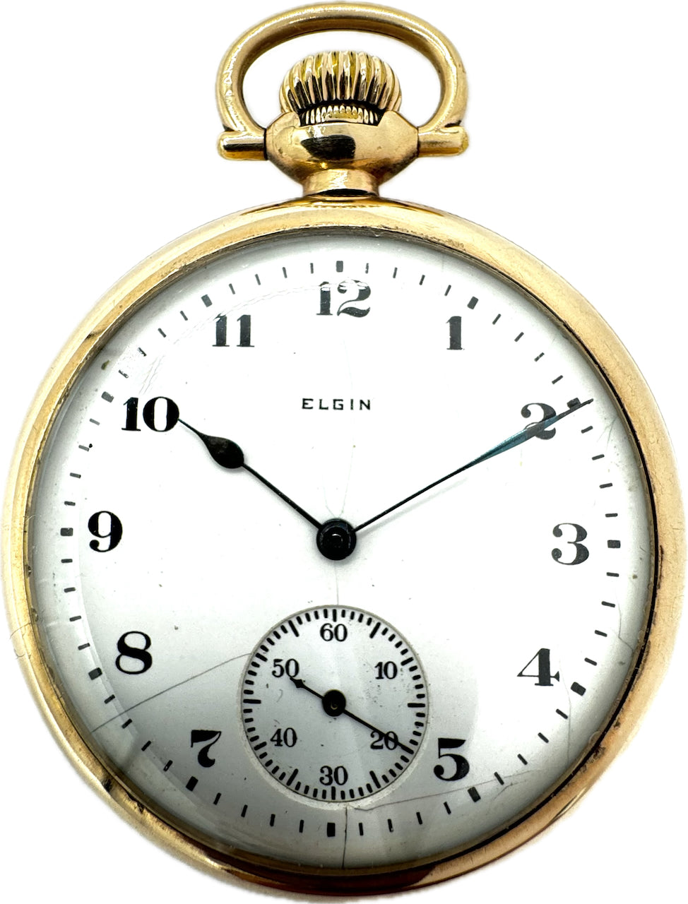Antique 16S Elgin Mechanical Open Face Pocket Watch Grade 313 10k GF Guilloche