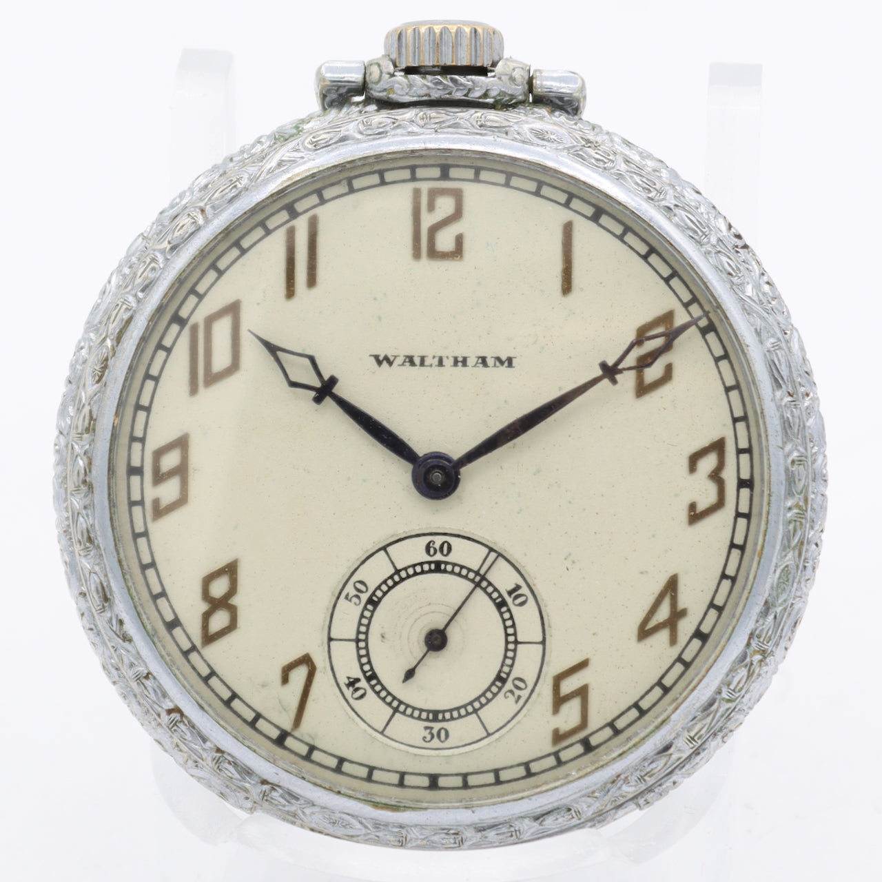 Vintage 18s 1936 Waltham 17j Mechanical Pocket Watch 1217 Chrome Plated USA