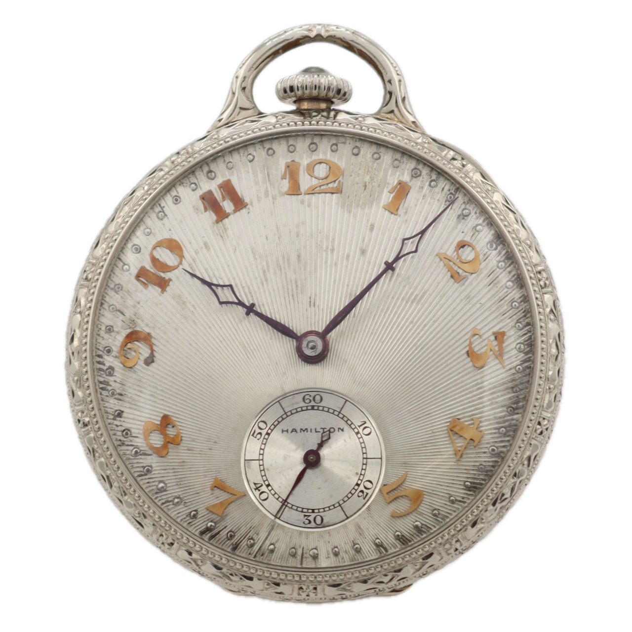 Antique 12s 1926 Hamilton Art Deco Mechanical Pocket Watch 922 W/Box 14kGF USA