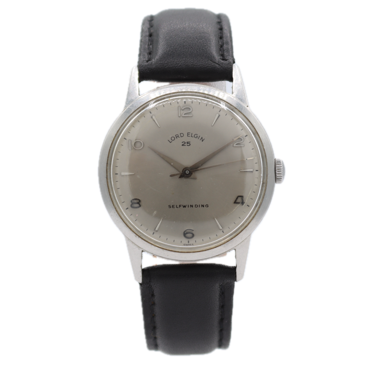 Vintage Lord Elgin 2804-SOB "25" D 25J Men's Mechanical Wristwatch Swiss Steel