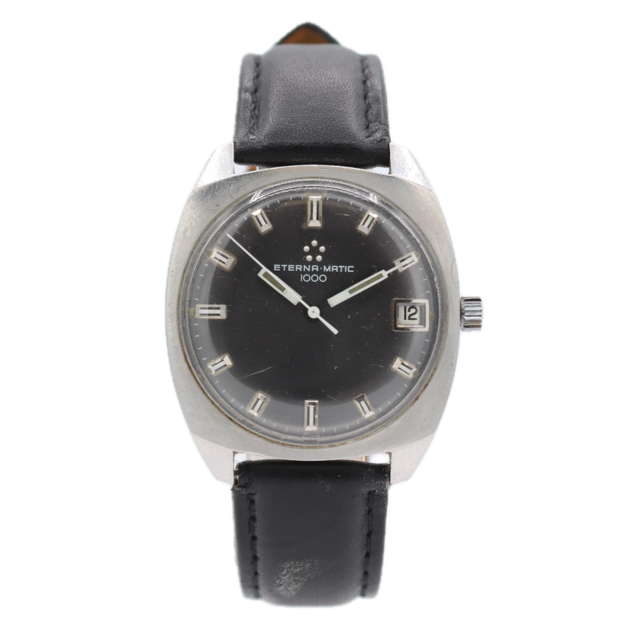 Vintage 33.5mm Eterna-Matic 1000 Men's Automatic Wristwatch 1489K Steel Gray