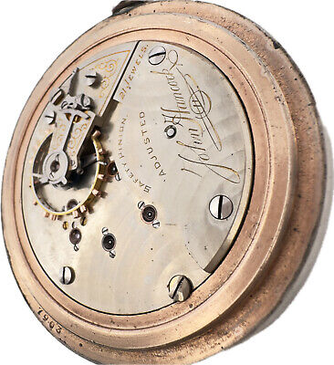 Antique 18 Size Hampden John Hancock 21 Jewel Pocket Watch Rare Engine Turned