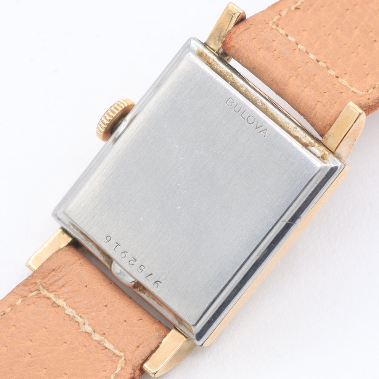 Vintage Bulova Rectangular Men's Mechanical Wristwatch 8 AD Steel & 10k RGP