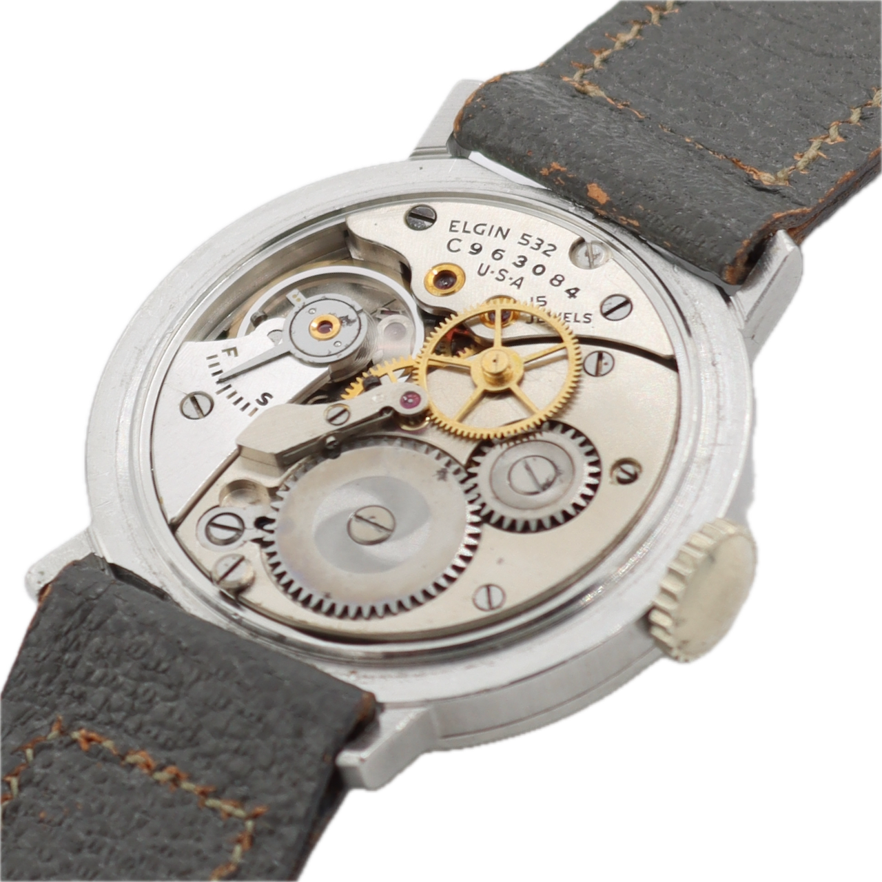 Vintage 1942 Elgin 6606 Tactical 15J Men's Mechanical Wristwatch 532 USA Steel