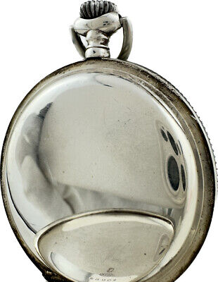 Antique Berlin Pocket Watch .925 Silver Enamel High Grade Swiss w Mustache Lever