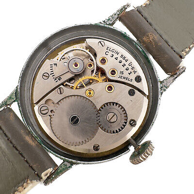 Vintage Elgin Military 15 Jewel Men's Mechanical Wristwatch 554 USA w Star Dial