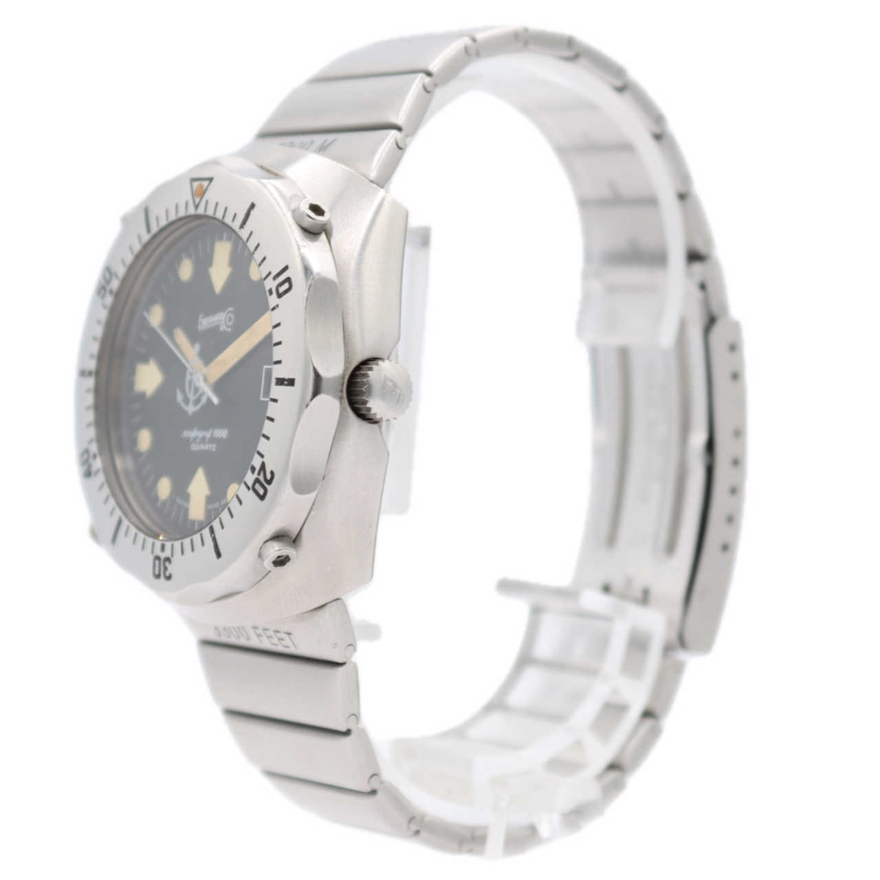 Vintage Eberhard & Co. Scafograph 1000 Men's Quartz Wristwatch Steel With Box